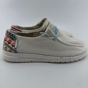 Hey Dude‎ Wendy White Aztec Women's Size 8 Slip On Loafers Shoes